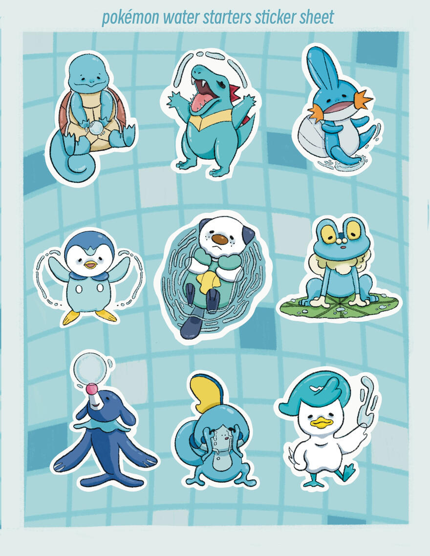 Sticker Set 02: Water Pokémon Starters Sticker Set 02: Water Pokémon Starters