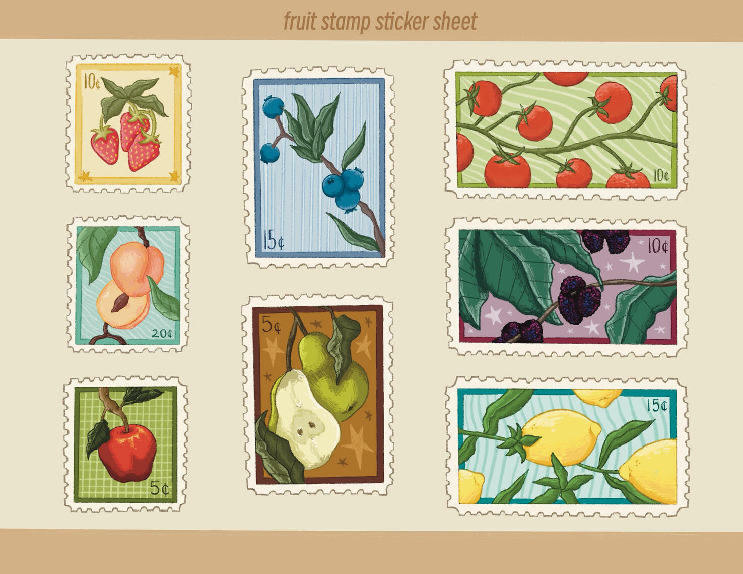 Sticker Set 01: Fruit Stamps Sticker Set 01: Fruit Stamps